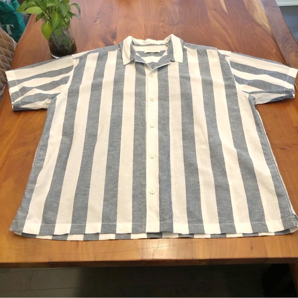 Jack and Jones Stripped Pastel Grayish Blue Casual Button Down Shirt Blouse. XXL - Picture 6 of 11
